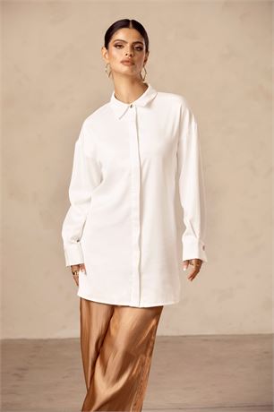 LARGE - VEILED COLLECTION Manila Button Down Top - White