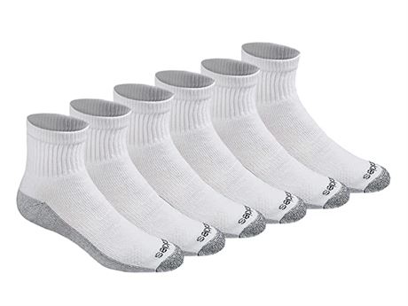 6 Pack, Size 12-15 - Dickies Dri-Tech Quarter Socks, White One (L10850)