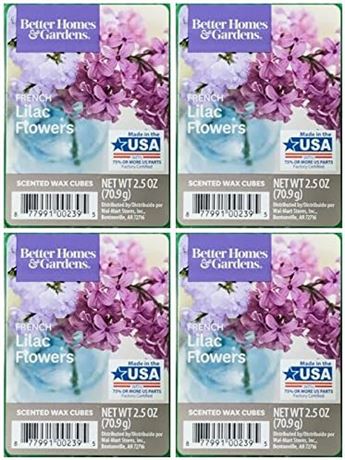 4 Pack (2.5 oz/70.9g ea) - Better Homes and Gardens French Lilac Flowers Wax Cub