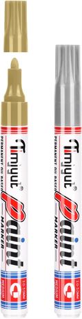Gold & Silver Paint Pens - 2 Count Permanent Paint Pens,Medium Tip Oil Based Met