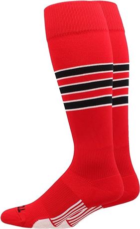 SIZE: 9-12 US MEN MadSportsStuff Dugout 3 Stripe Softball Socks (Multiple