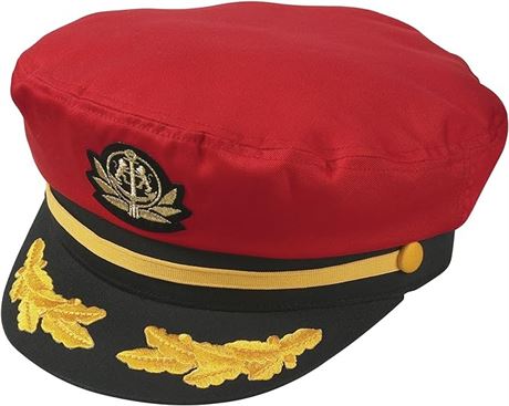 One Size- Broner Original Flag Ship Yacht Cap. Fits Most, RED