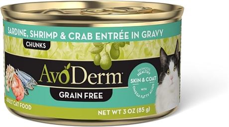 Avoderm Natural Grain Free Sardine, Shrimp & Crab In Gravy Canned Wet Cat Food