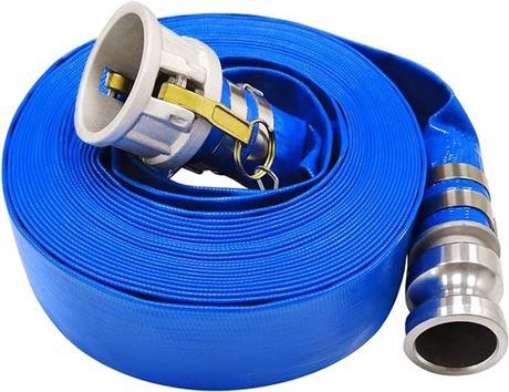 2" x 100' Blue PVC Backwash Hose for Swimming Pools, Heavy Duty Discharge Hose R