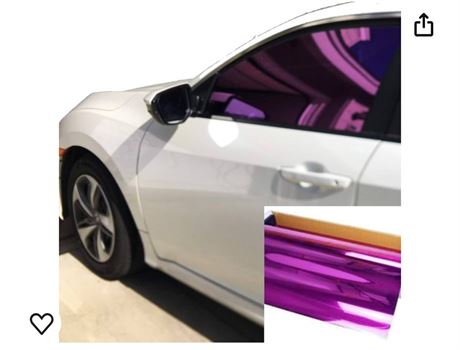 One Way Mirror Reflective Car Window Color Tint Film 10%VLT. (40" x10', Purple)
