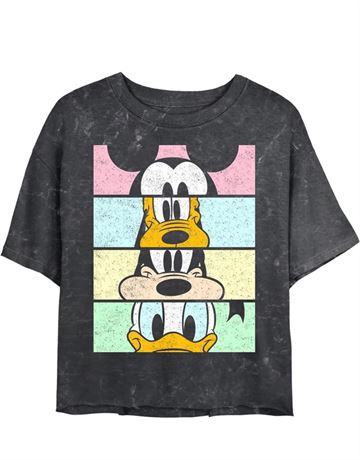 SIZE:L, Disney Characters Crew Women's Mineral Wash Short Sleeve Crop Tee