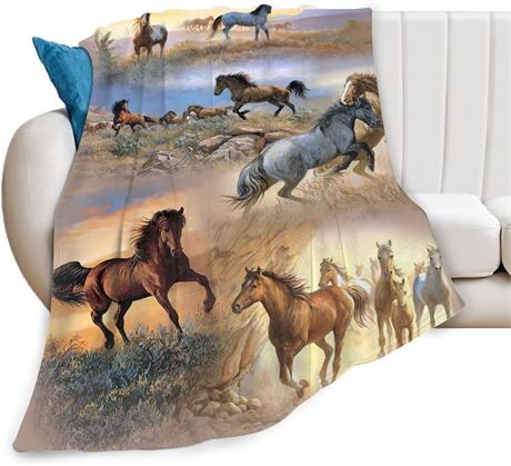 40"x50" - Galloping Horse Throw Blanket Super Soft Warm Comfort Fluffy Fleece Li