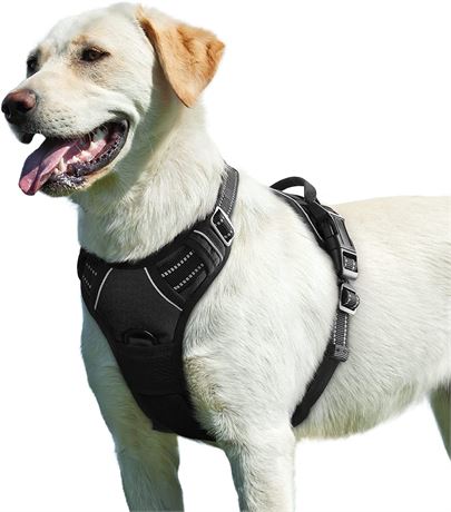 Large - Dog Harness No Pull, Walking Pet Harness with 2 Metal Rings & Handle