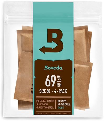Boveda 69% Two-Way Humidity Control Packs For Plastic, Wood Containers, & Zip Lo