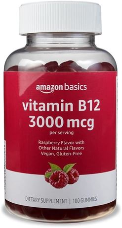Amazon Basics Vitamin B12 3000 mcg Gummies, Normal Energy Production and Metabol