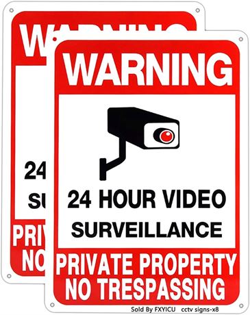 24 Hour Video Surveillance Signs Private Property No Trespassing Sign 10x14 Alum