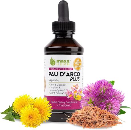Maxx Herb Pau D’Arco Extract with Dandelion Root & Red Clover Therapeutic Blend,