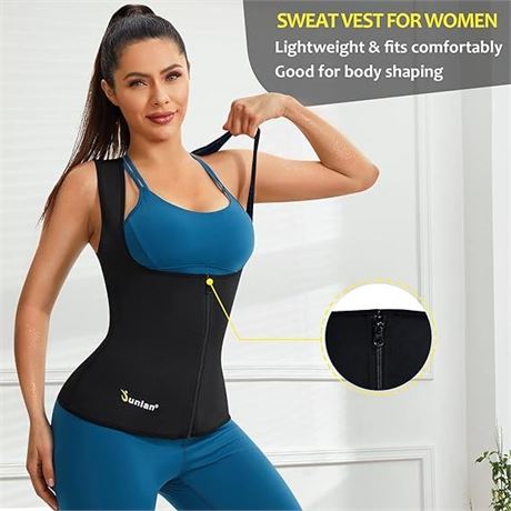 M, Junlan Sauna Suit for Women Waist Trainer Vest for Women Sweat Tank Top Shape