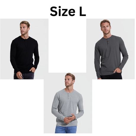 Lot of 3, Size L, Long Sleeve Henley