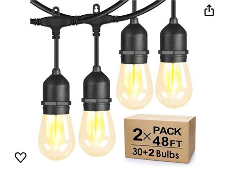 Outdoor String Lights, 96ft Patio String Lights with Bright 2W Shatterproof LED