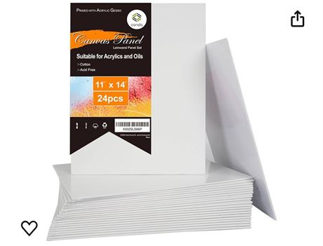 conda Canvas Board 11 x 14 inch, 24 Pack Canvases for Painting, Gesso Primed Aci