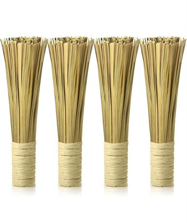 4 Pack 12 Inches Wok Brush Cleaning Whisk Bamboo Scrub Brush Kitchen Cleaning Br