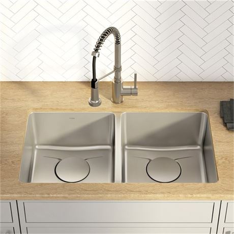 Kraus Dex 33-in Undermount Double Bowl Kitchen Sink