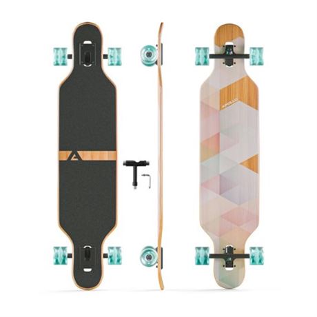 APOLLO Drop Deck Bamboo Longboard Skateboard for Teenagers Kids Adults