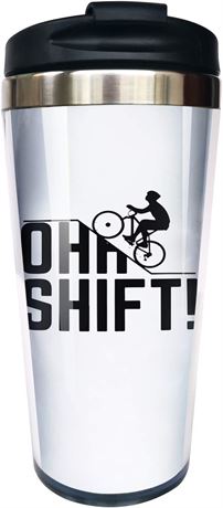 Hasdon-Hill Funny Travel Mugs for Women Men Dad Mom Oh Shift Cycling Coffee Mug