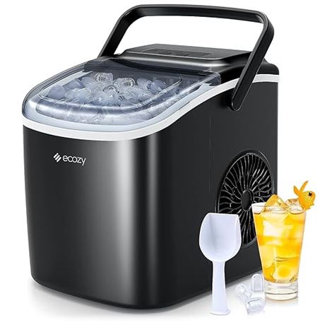 ecozy Portable Countertop Ice Maker - 9 Ice Cubes in 6 Minutes, 26 lbs Daily Out