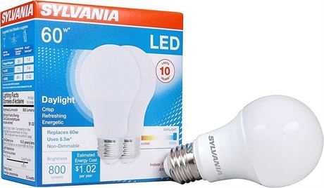 Sylvania LED Light Bulb, 60W Equivalent A19, Efficient 8.5W, Medium Base (X6)