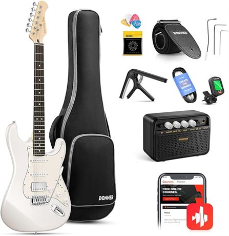 Donner Electric Guitar, DST-152W 39" Electric Guitar Starter Kit HSS Pickup Coil