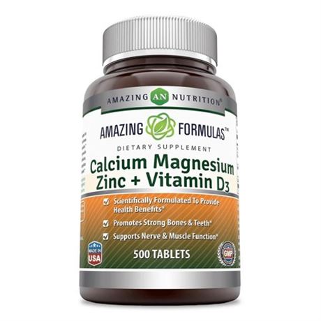 Amazing Formulas Calcium Magnesium Zinc D3 | 500 Tablets Supple...