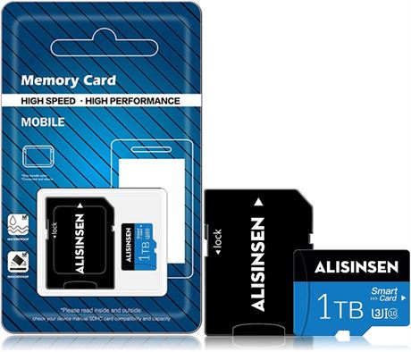 alisinsen 1TB Mini SD Card with Free Adapter,Memory Card 1TB High Speed TF Card