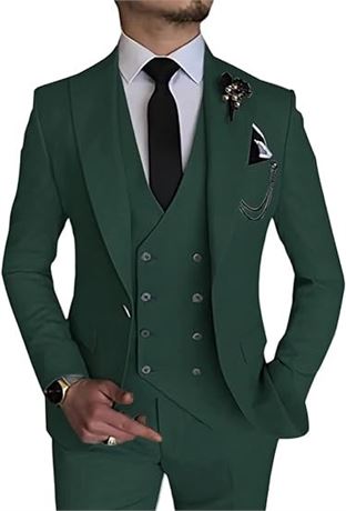 Men's Suit Slim Fit 3 Piece Suit Double Breasted Suit One Button Formal Wedding