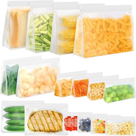 Reusable Freezer Bags, BPA Free Food Grade Reusable Ziplock Bags, Leakproof Reus