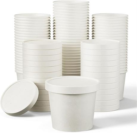 50pack 12oz Paper Soup Containers with Lids, Disposable Kraft Paper Food Cups, I