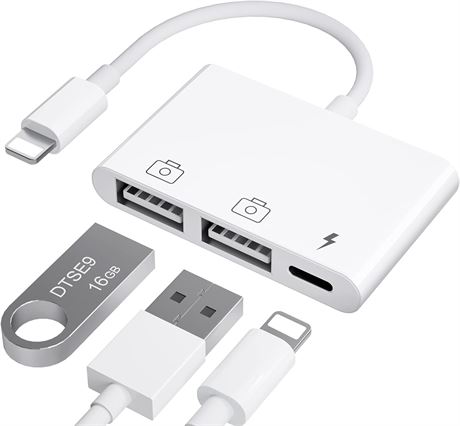 AMLLEN iPad to USB Adapter, USB for iPad, iPhone to USB Adapter Compatible iPhon