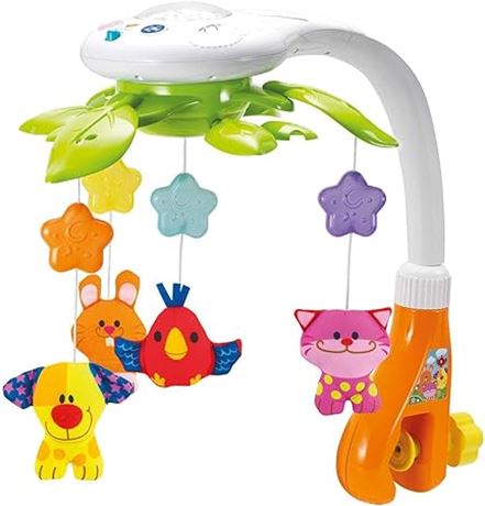 KiddoLab Baby Crib Mobile with Lights and Relaxing Music. Includes Ceiling Light