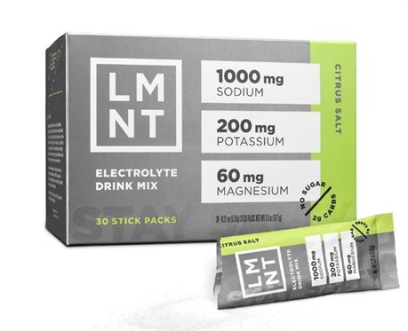 LMNT Keto Electrolyte Powder Packets | CITRUS Salt | 30 Stick Packs