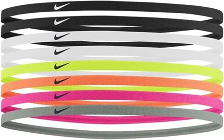 Nike Skinny Headbands (8 Pack) - Unisex - Black/White/'Neon/Orange/Pink/Grey
