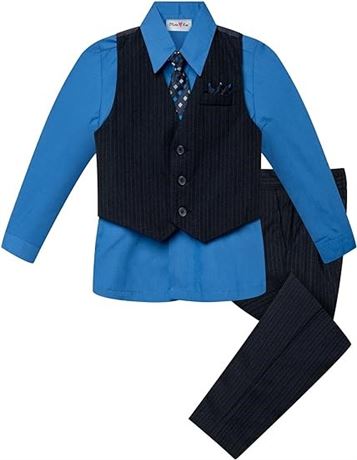 Big Boy's 4 Piece Pinstripe Vest Suit Set (Size 12)