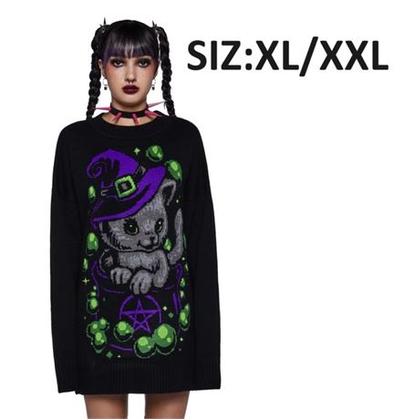 SIZE:XL/XXL Trickz N' Treatz Sinister Stray Oversized Sweater
