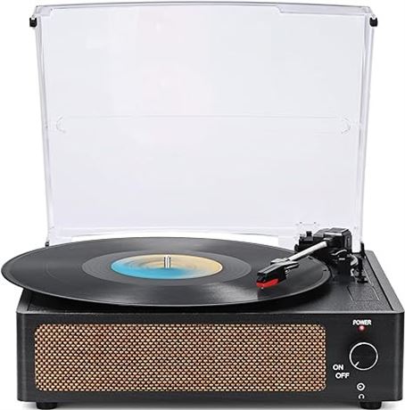 WOCKODER Vinyl Record Players Vintage Turntable for Vinyl Records with Speakers