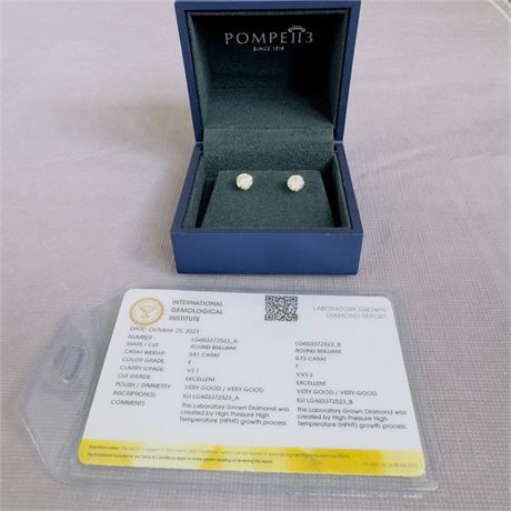 1 1/2Ct TW Diamond Studs in 14k White or Yellow Gold Lab Grown