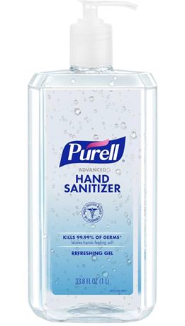 PURELL Advanced Hand Sanitizer Refreshing Gel, Clean Scent, 1 Liter Pump Bottle