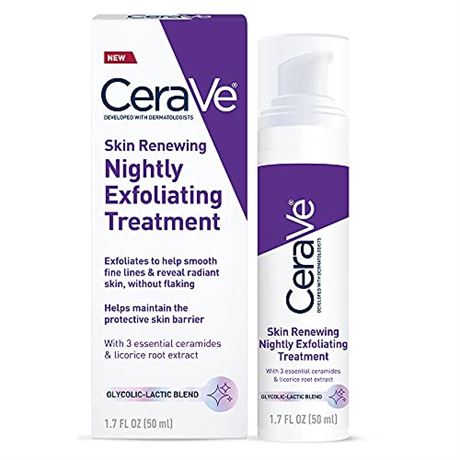 CeraVe Skin Renewing Nightly Exfoliating Treatment Anti-Aging Face Serum for All