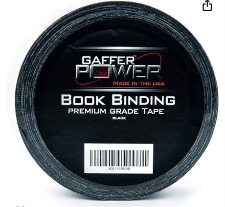 Gaffer Power Bookbinding Tape | Cloth Book Repair Tape | Black | USA Quality | 2