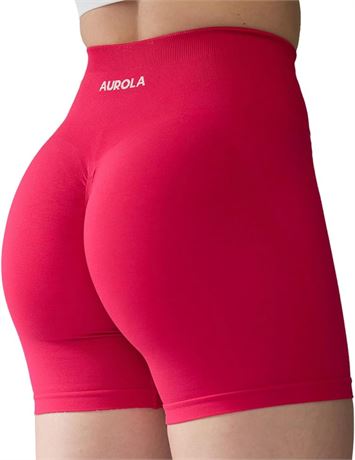 Large, AUROLA 4.5 Intensify Workout Shorts for Women Seamless Scrunch Active Exercise Fitness Amplify Shorts