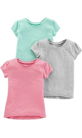 Size-3-6cm, Simple Joys by Carter's Toddler Girls' Short-Sleeve Shirts, Multipac
