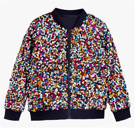 Sequin Jackets for Girls Kids Boys Glitter Sparkle Bomber Varsity Birthday Party